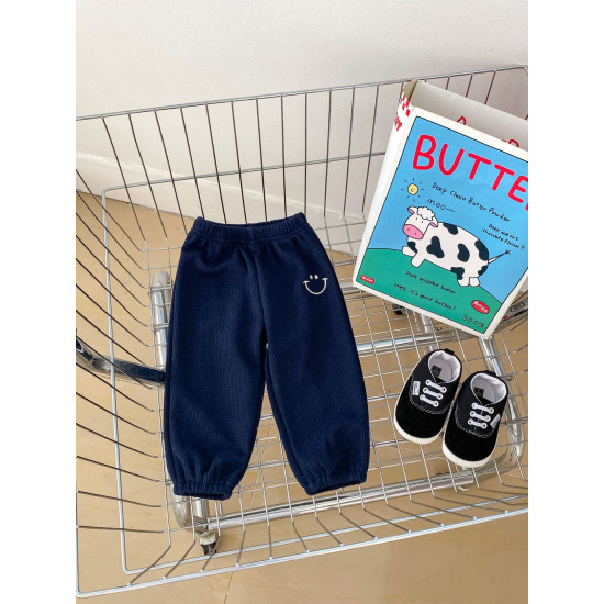 9M-5Y Toddler Boys Smiley Embroidered Waffle Track Pants  Boys Boutique Clothing   