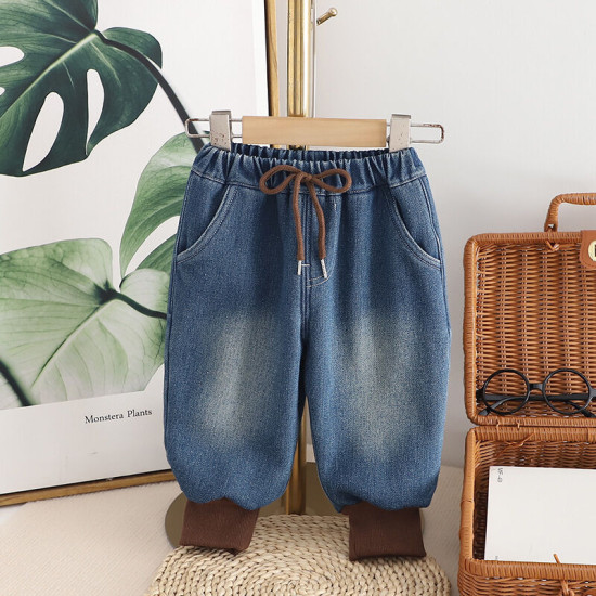 12M-5Y Toddler Boys Lace-Up Fleece Jeans  Boys Boutique Clothing   