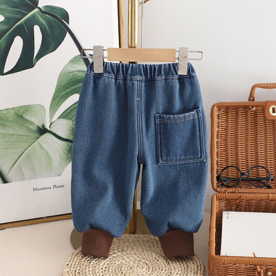 12M-5Y Toddler Boys Lace-Up Fleece Jeans  Boys Boutique Clothing   