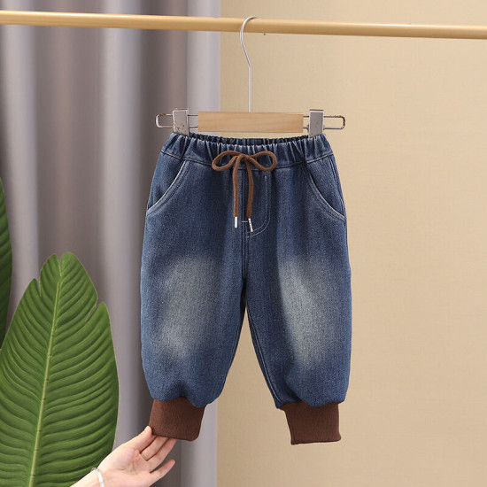 12M-5Y Toddler Boys Lace-Up Fleece Jeans  Boys Boutique Clothing   