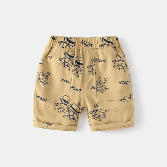 18M-6Y Toddler Boys Cartoon Robot Print Denim Shorts  Boys Clothing   