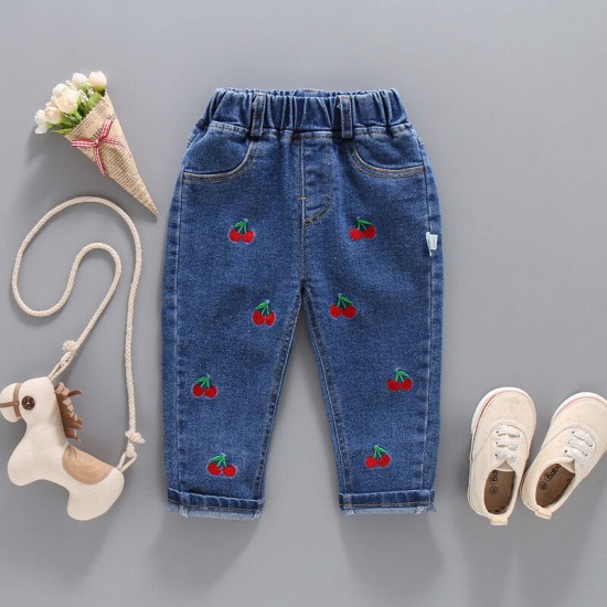 Kids Embroidered Stretch Denim Jeans  Toddler Boutique Clothing   