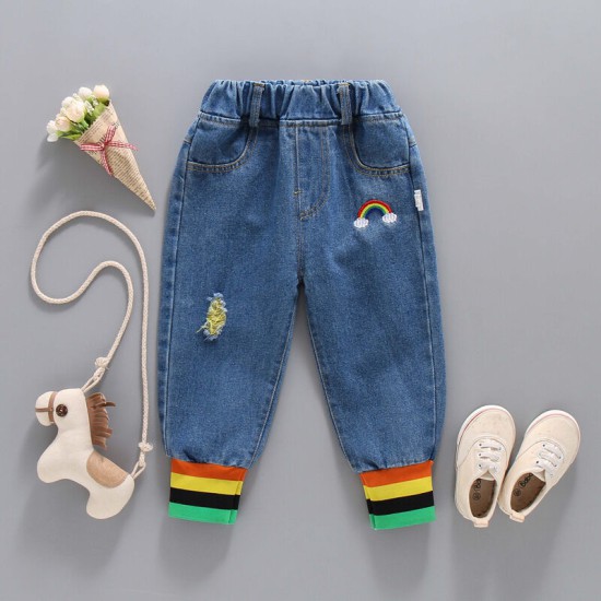 Kids Embroidered Stretch Denim Jeans  Toddler Boutique Clothing   