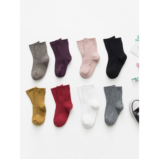 Solid Color Kid Knit Socks 210615624  