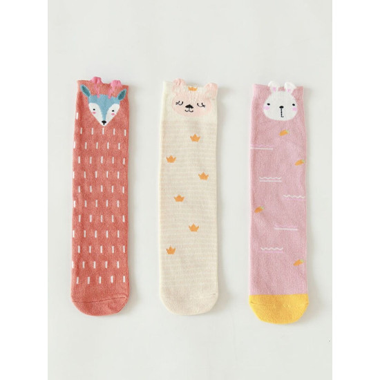 3-Pack Baby Kid Cartoon Knee High Stockings  