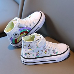 Kid Rainbow Unicorn Velcro Canvas Shoes   