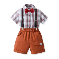 18M-7Y Toddler Boys Suit Sets Plaid Short-Sleeved Shirts & Shorts  Boys Clothes   