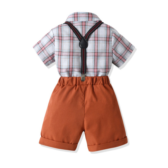 18M-7Y Toddler Boys Suit Sets Plaid Short-Sleeved Shirts & Shorts  Boys Clothes   