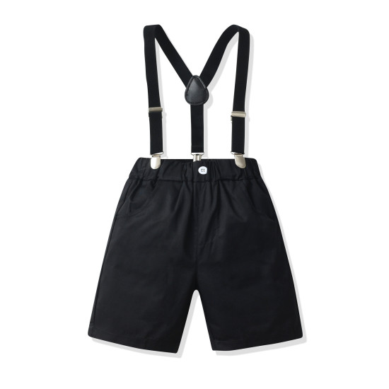 18M-7Y Toddler Boys Suit Sets Plaid Bowtie Shirts & Suspender Shorts  Boys Clothes   