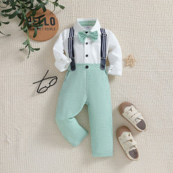 12M-6Y Toddler Boys Suit Sets Shirts And Suspender Pants  Boys Boutique Clothing   