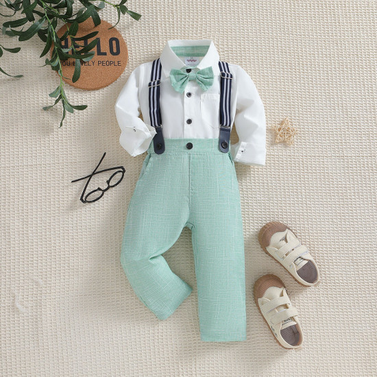 12M-6Y Toddler Boys Suit Sets Shirts And Suspender Pants  Boys Boutique Clothing   