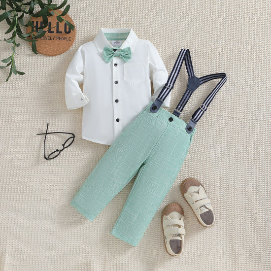 12M-6Y Toddler Boys Suit Sets Shirts And Suspender Pants  Boys Boutique Clothing   