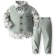 12M-5Y Toddler Boys Sets Floral Shirts & Vest & Pants Suit  Boys Clothing   
