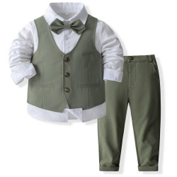12M-5Y Toddler Boys Suit Sets White Shirts & Vest & Pants  Boys Clothing   