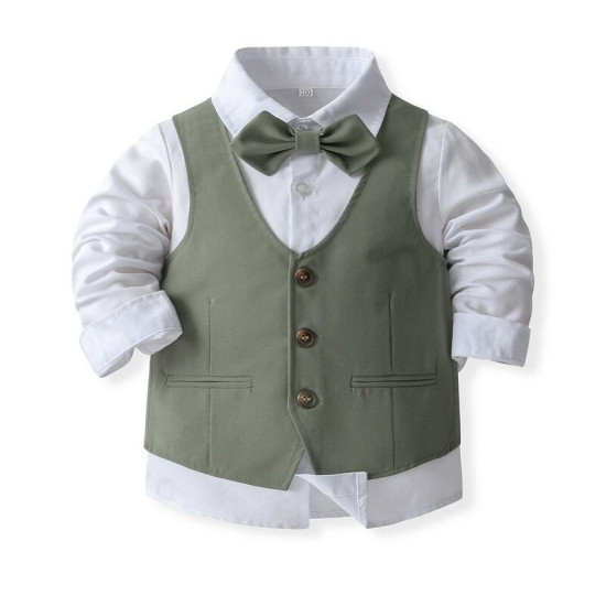 12M-5Y Toddler Boys Suit Sets White Shirts & Vest & Pants  Boys Clothing   