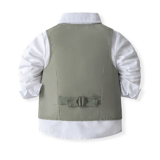 12M-5Y Toddler Boys Suit Sets White Shirts & Vest & Pants  Boys Clothing   
