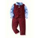 12M-6Y Toddler Boys Suit Sets Long-Sleeved Shirt & Plaid Vest & Trousers  Boys Clothing   
