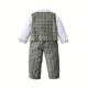 12M-6Y Toddler Boys Suit Sets Long-Sleeved Shirt & Plaid Vest & Trousers  Boys Clothing   