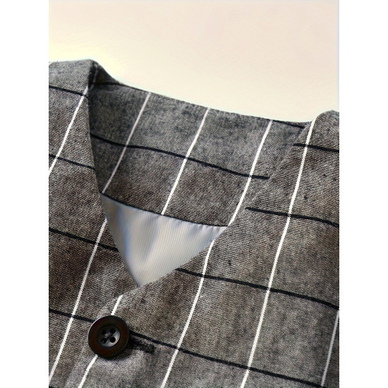 12M-6Y Toddler Boys Suit Sets Long-Sleeved Shirt & Plaid Vest & Trousers  Boys Clothing   