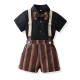 9M-9Y Kids Boys Suit Sets Party Bowtie Shirts And Suspender Shorts  Boys Clothing   