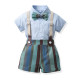 9M-9Y Kids Boys Suit Sets Party Bowtie Shirts And Suspender Shorts  Boys Clothing   