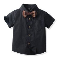 9M-9Y Kids Boys Suit Sets Party Bowtie Shirts And Suspender Shorts  Boys Clothing   