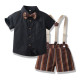 9M-9Y Kids Boys Suit Sets Party Bowtie Shirts And Suspender Shorts  Boys Clothing   