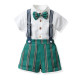 9M-9Y Kids Boys Suit Sets Party Bowtie Shirts And Suspender Shorts  Boys Clothing   