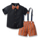 9M-9Y Kids Boys Suit Sets Party Bowtie Shirts And Suspender Shorts  Boys Clothing   