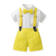 9M-9Y Kids Boys Party Suit Sets Bowtie Shirts And Suspender Shorts  Boys Clothing   