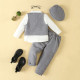 18M-6Y Toddler Boys Suit Sets Gray Vest & Shirts & Pants & Hats  Boys Boutique Clothing   