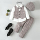 18M-6Y Toddler Boys 4pcs Plaid Vest & Shirts & Pants & Hats  Boys Boutique Clothing   