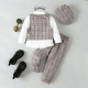 18M-6Y Toddler Boys 4pcs Plaid Vest & Shirts & Pants & Hats  Boys Boutique Clothing   