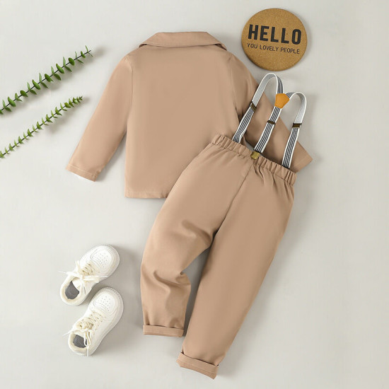 18M-6Y Toddler Boys Suit Sets Khaki Blazer & Vest & Shirts & Pants  Boys Boutique Clothing   