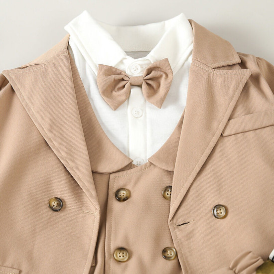 18M-6Y Toddler Boys Suit Sets Khaki Blazer & Vest & Shirts & Pants  Boys Boutique Clothing   