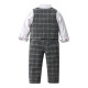 9M-6Y Toddler Boys Gray Plaid Vest Gentleman Three Piece Suit  Boys Clothing   