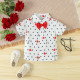 12M-5Y Toddler Boys Valentine's Day Gentleman Set Love Letter Printed Shirt Shorts  Boys Clothing   