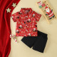 9M-4Y Toddler Boys Christmas Printed Shirt And Shorts Set  Boys Clothing   
