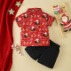 9M-4Y Toddler Boys Christmas Printed Shirt And Shorts Set  Boys Clothing   