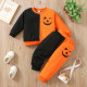 18M-6Y Toddler Boys Halloween Pumpkin Lantern Patchwork Pullover Trousers Set  Boys Clothes   