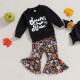 9M-4Y Halloween Toddler Lettered Long Sleeve Sweatshirt Flared Pants Set  Girls Clothes   