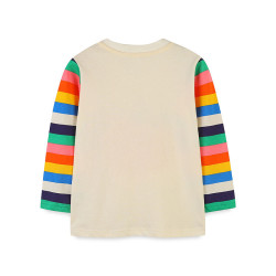 18M-7Y Toddler Halloween Pumpkin Print Rainbow Striped Sleeve Tops  Toddler Clothes   