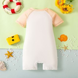 9M-5Y Toddler Boys Half-Zip Shorts Sleeve One-Piece Swimsuit  Boys Clothing   