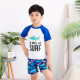4-8Y Shark Animal Letter Print Colorblock Tops And Shorts Set Swimwear  Kids Boutique Clothing  