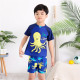 4-8Y Octopus Sea Animal Print Colorblock Tops And Short Set Swimsuit  Kids Boutique Clothing  