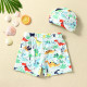 3-7Y Toddler Boy Cartoon Print Swimming Shorts And Cap  Boys Clothing   