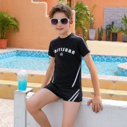 5-9Y Letter Print Striped Short Sleeve Tops And Shorts Set Swimwear Swimsuit  Kids Boutique Clothing  