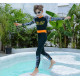 5-9Y Graphic Pring Long Sleeve Colorblock Letter Jumpsuit Swimwear  Kids Boutique Clothing  