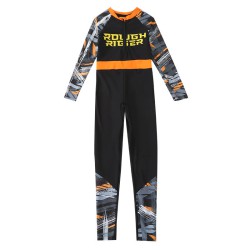 5-9Y Graphic Pring Long Sleeve Colorblock Letter Jumpsuit Swimwear  Kids Boutique Clothing  