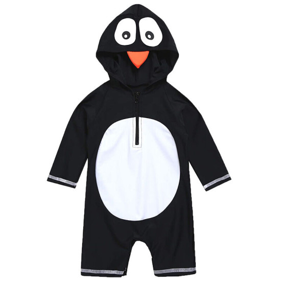 9M-5Y Toddler Boys Penguin One Piece Hooded Baby Boy Swimsuit  Boys Clothing   